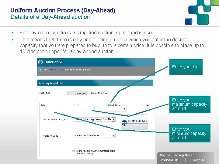 Uniform Auction Process (Day-Ahead) Details of a Day-Ahead auction § § For day-ahead auctions