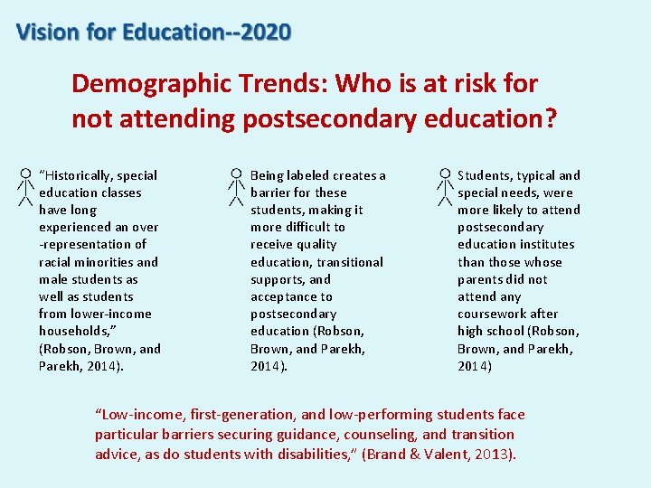 Demographic Trends: Who is at risk for not attending postsecondary education? “Historically, special education Demographic Trends: Who is at risk for not attending postsecondary education? “Historically, special education