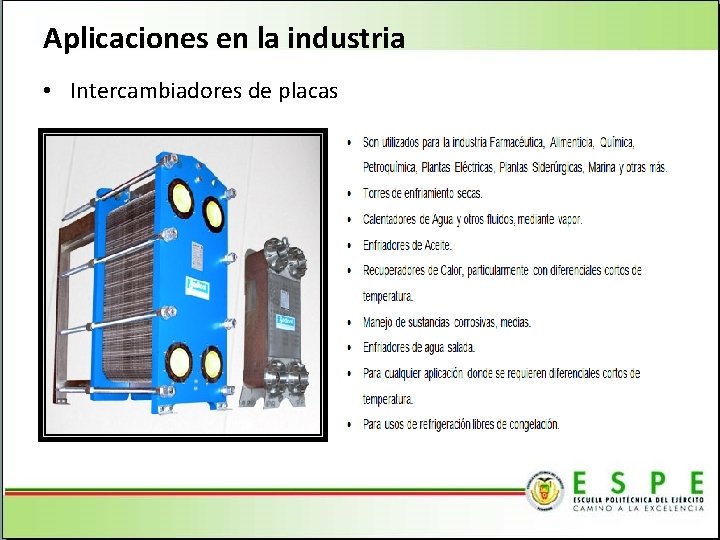 Aplicaciones en la industria • Intercambiadores de placas 