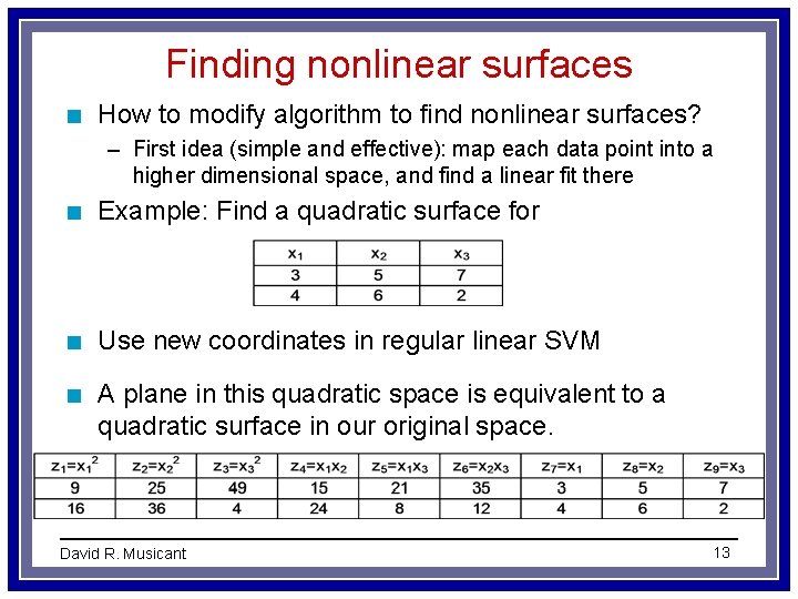 Finding nonlinear surfaces n How to modify algorithm to find nonlinear surfaces? – First