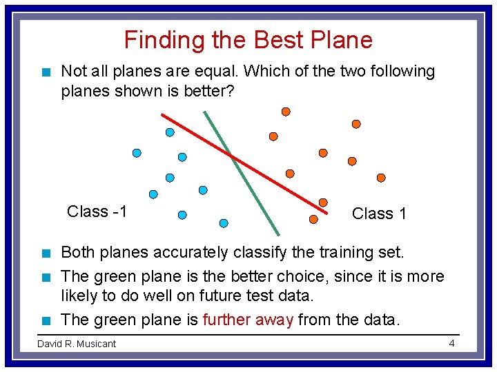 Finding the Best Plane n Not all planes are equal. Which of the two