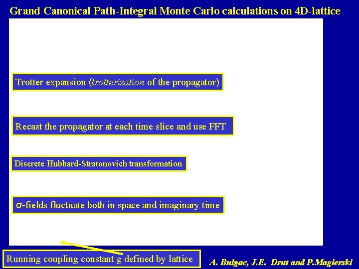 Grand Canonical Path-Integral Monte Carlo calculations on 4 D-lattice Trotter expansion (trotterization of the