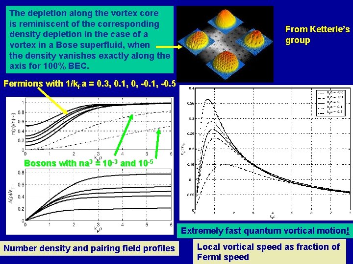 The depletion along the vortex core is reminiscent of the corresponding density depletion in