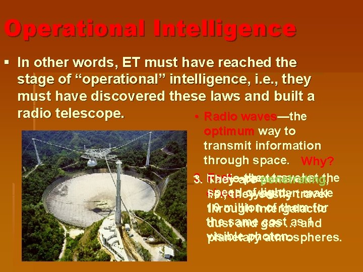 Operational Intelligence § In other words, ET must have reached the stage of “operational”