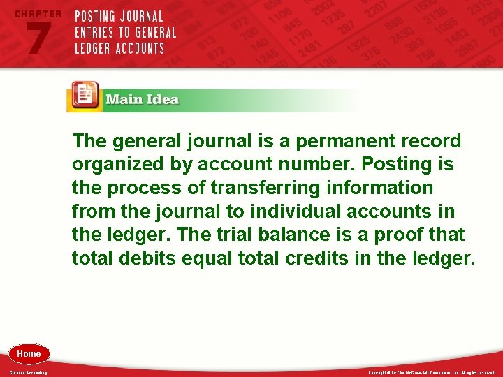 The general journal is a permanent record organized by account number. Posting is the