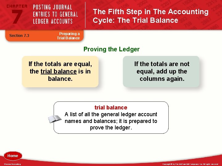 The Fifth Step in The Accounting Cycle: The Trial Balance Section 7. 3 Preparing