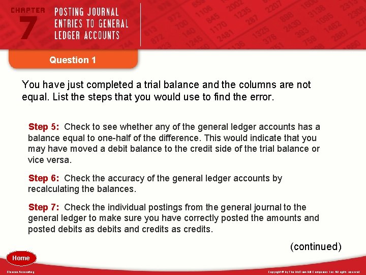 Question 1 You have just completed a trial balance and the columns are not