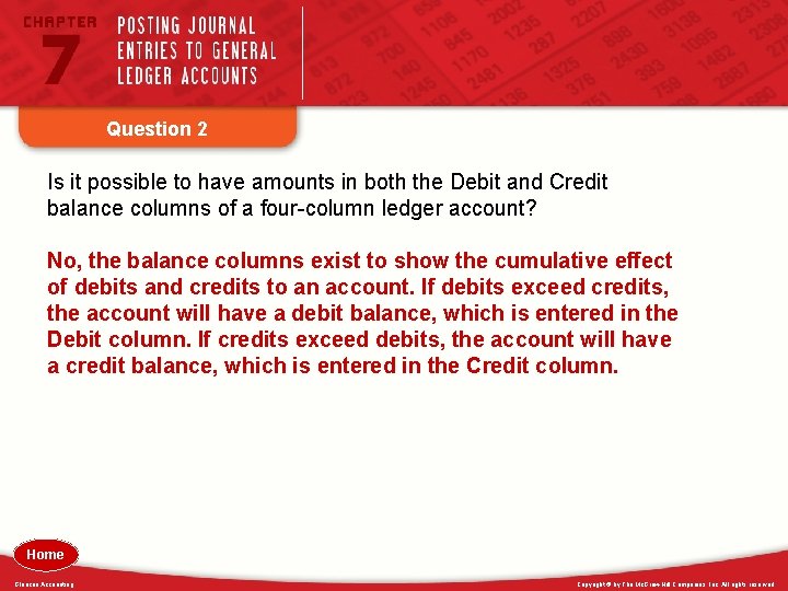 Question 2 Is it possible to have amounts in both the Debit and Credit