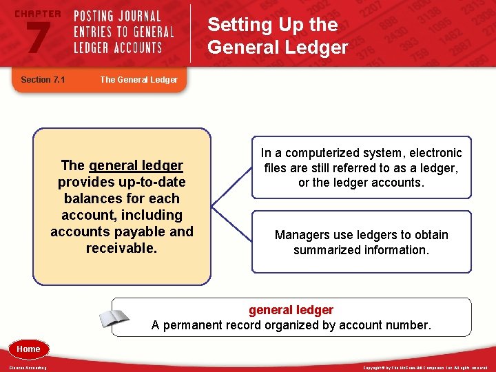 Setting Up the General Ledger Section 7. 1 The General Ledger The general ledger