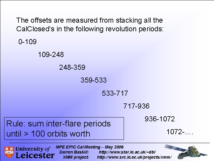 The offsets are measured from stacking all the Cal. Closed’s in the following revolution