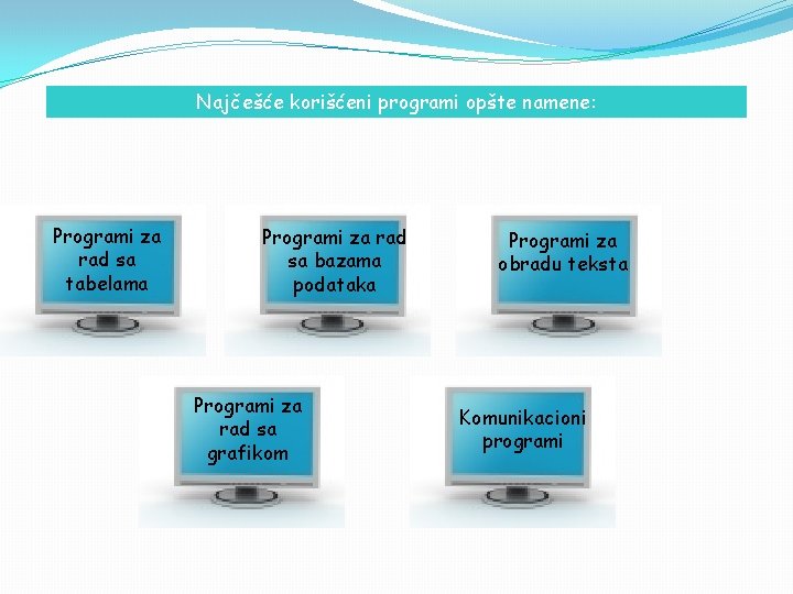 Najčešće korišćeni programi opšte namene: Programi za rad sa tabelama Programi za rad sa Najčešće korišćeni programi opšte namene: Programi za rad sa tabelama Programi za rad sa