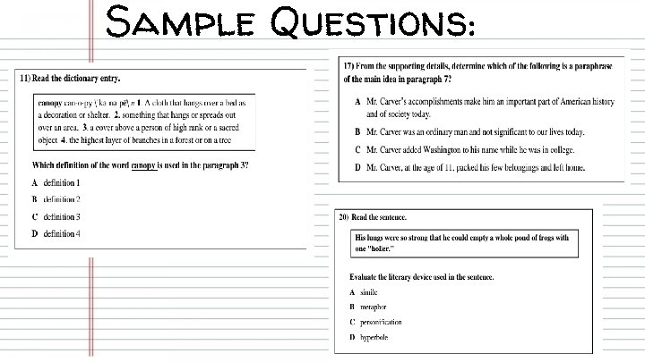 Sample Questions: 