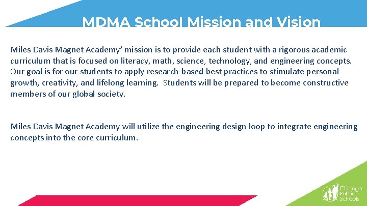 MDMA School Mission and Vision Miles Davis Magnet Academy’ mission is to provide each MDMA School Mission and Vision Miles Davis Magnet Academy’ mission is to provide each