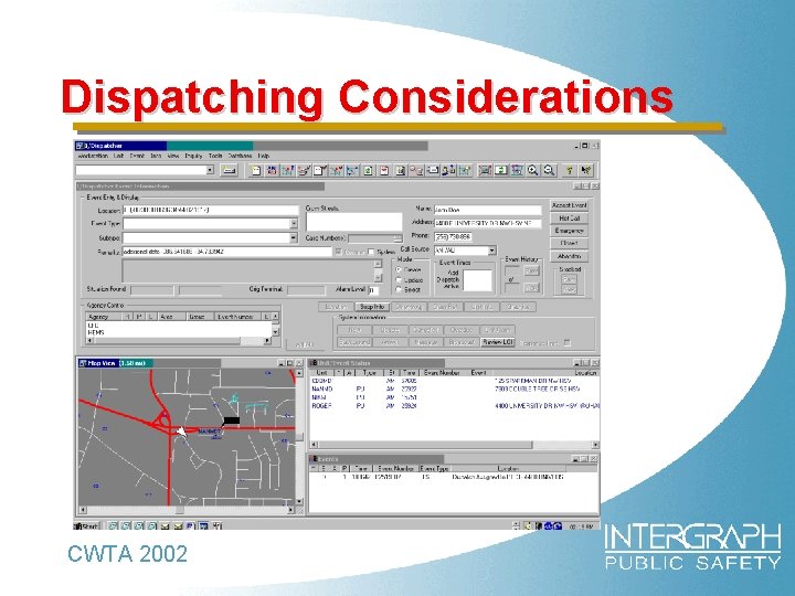 Dispatching Considerations CWTA 2002 