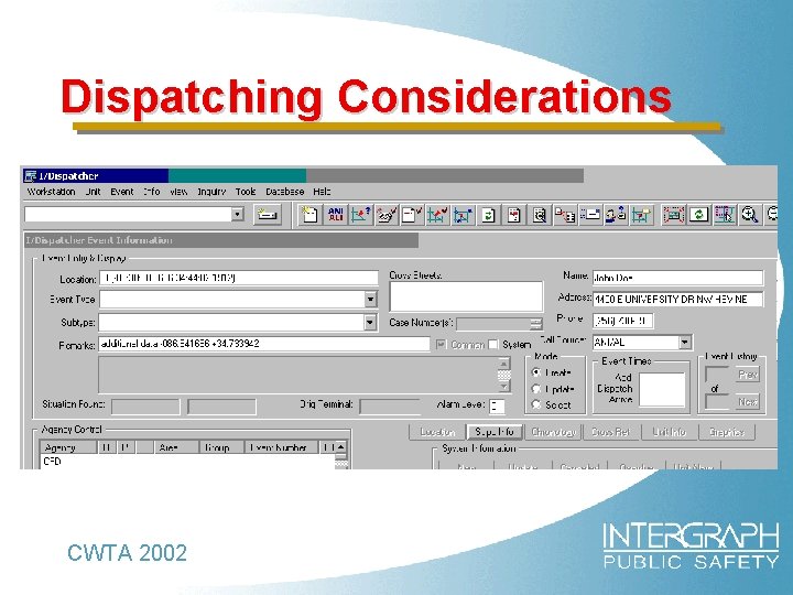 Dispatching Considerations CWTA 2002 