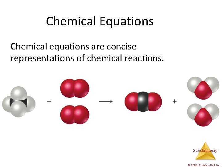 Chemical Equations Chemical equations are concise representations of chemical reactions. Stoichiometry © 2009, Prentice-Hall,