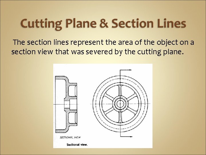 The section lines represent the area of the object on a section view that