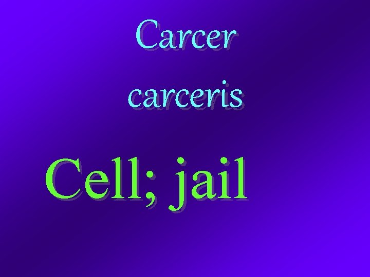 Carcer carceris Cell; jail 