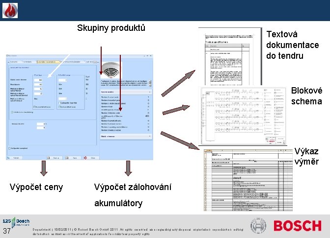  Skupiny produktů Textová dokumentace do tendru Blokové schema Výkaz výměr Výpočet ceny Výpočet