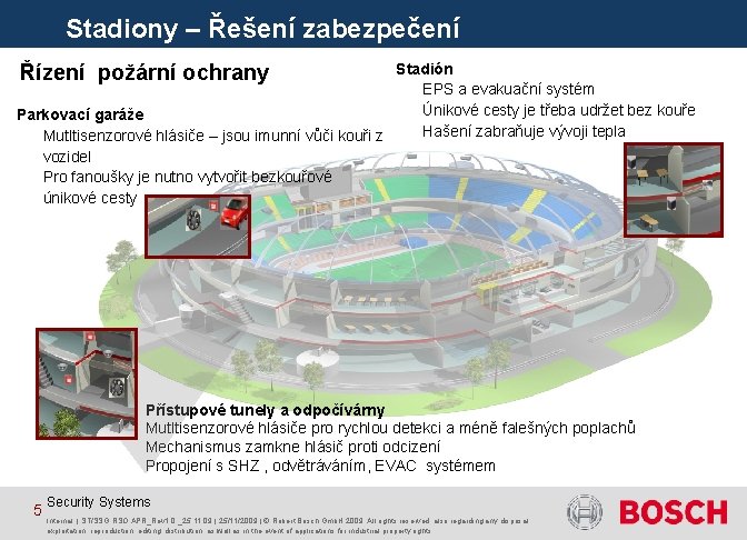 Stadiony – Řešení zabezpečení Stadión EPS a evakuační systém Únikové cesty je třeba udržet