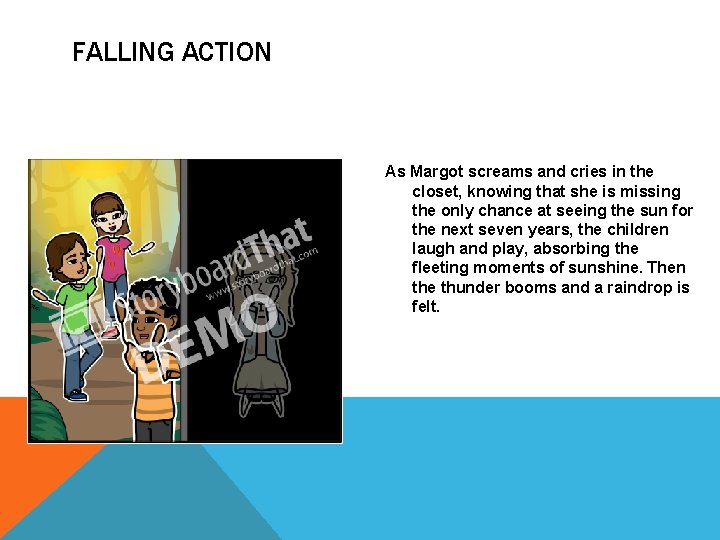 FALLING ACTION As Margot screams and cries in the closet, knowing that she is