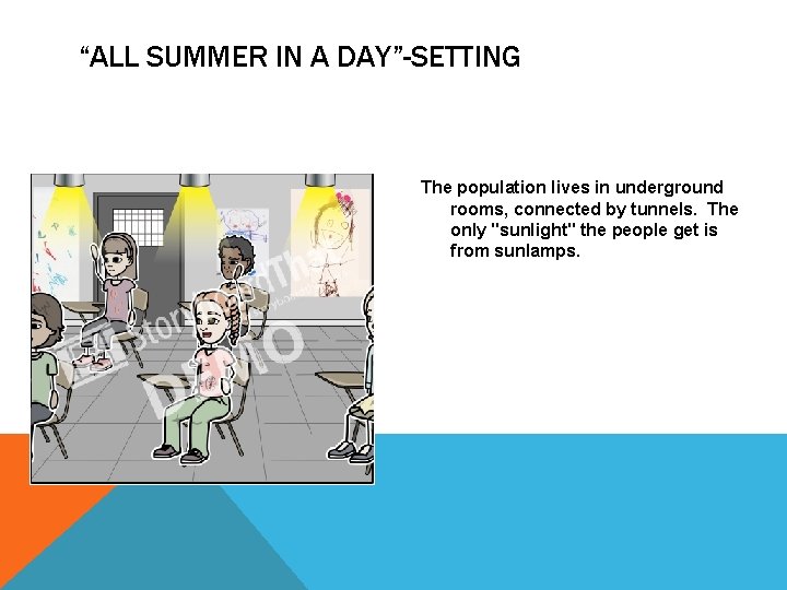 “ALL SUMMER IN A DAY”-SETTING The population lives in underground rooms, connected by tunnels.