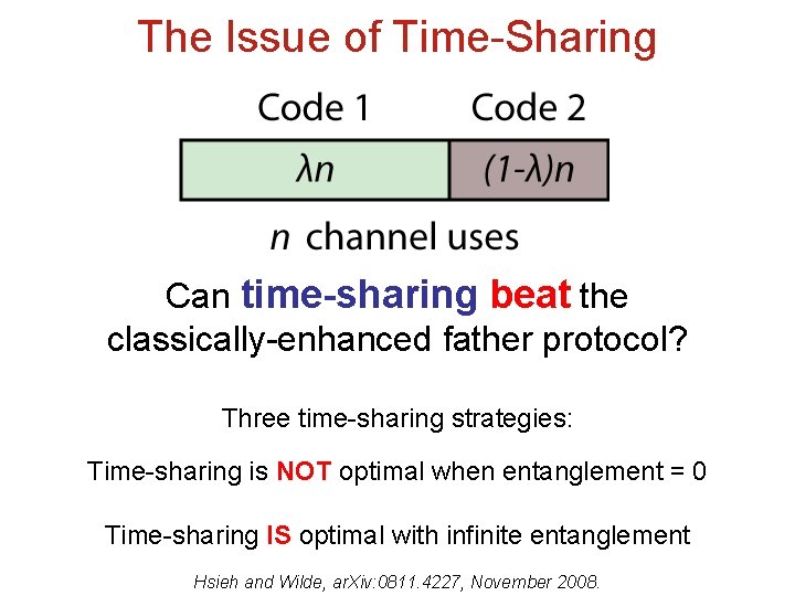 The Issue of Time-Sharing Can time-sharing beat the classically-enhanced father protocol? Three time-sharing strategies: