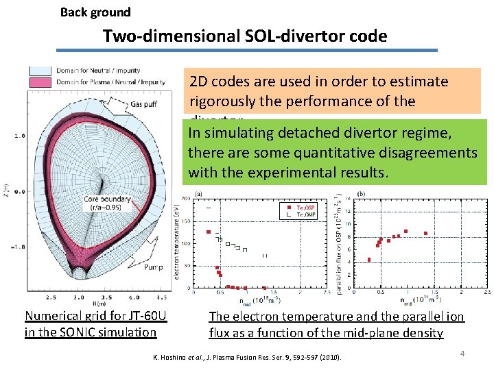 Back ground Two-dimensional SOL-divertor code 2 D codes are used in order to estimate