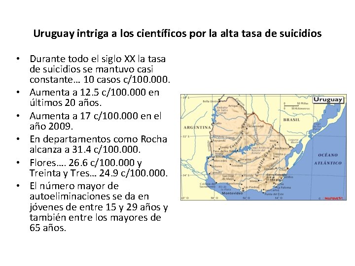 Uruguay intriga a los científicos por la alta tasa de suicidios • Durante todo