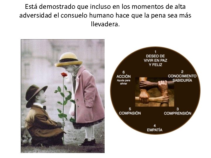 Está demostrado que incluso en los momentos de alta adversidad el consuelo humano hace