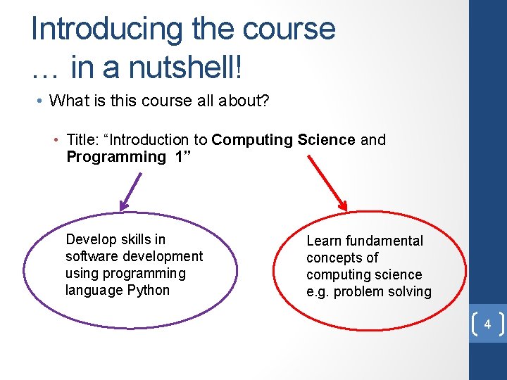 Introducing the course … in a nutshell! • What is this course all about?