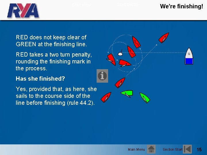 Start show Start Section Were finishing Main Menu