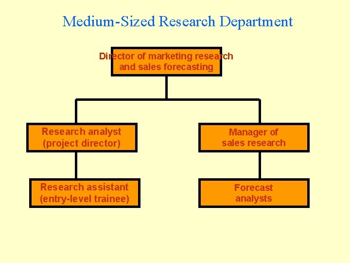 Medium-Sized Research Department Director of marketing research and sales forecasting Research analyst (project director)