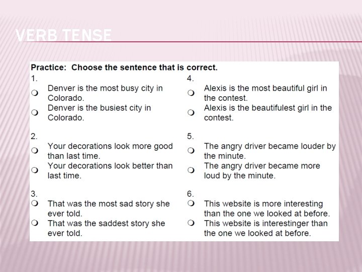 VERB TENSE 