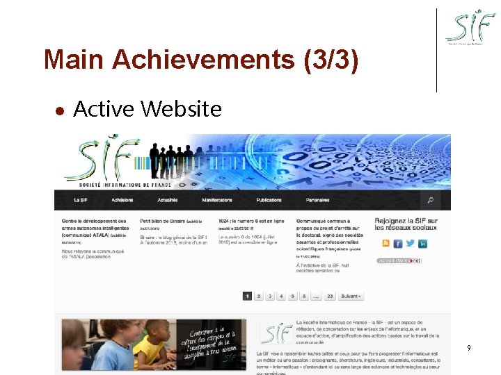 Main Achievements (3/3) l Active Website 9 