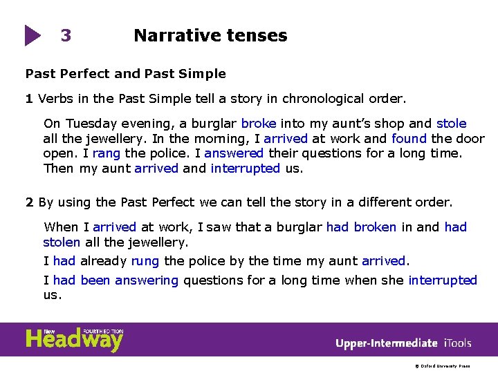 3 Narrative tenses Past Perfect and Past Simple 1 Verbs in the Past Simple