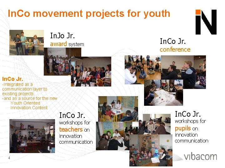 In. Co movement projects for youth In. Jo Jr. award system In. Co Jr.