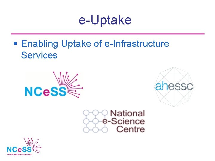 e-Uptake Enabling Uptake of e-Infrastructure Services 