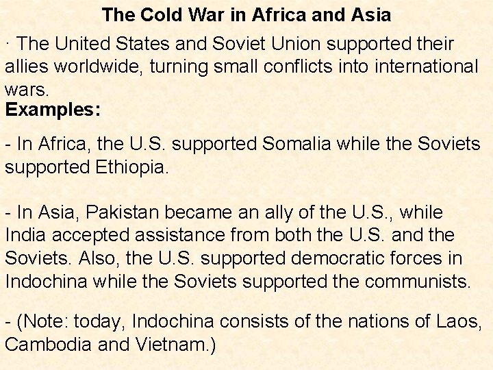 The Cold War in Africa and Asia · The United States and Soviet Union