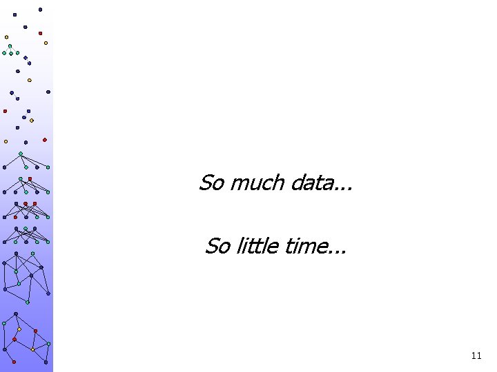 So much data. . . So little time. . . 11 