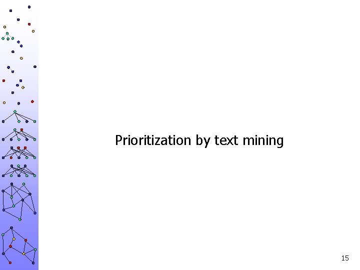 Prioritization by text mining 15 