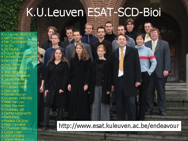 K. U. Leuven ESAT-SCD-Bioi K. U. Leuven, ESAT-SCD • Bert Coessens • Leo Tranchevent