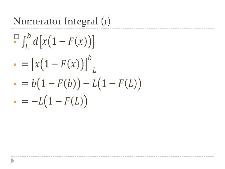 Numerator Integral (1) � 