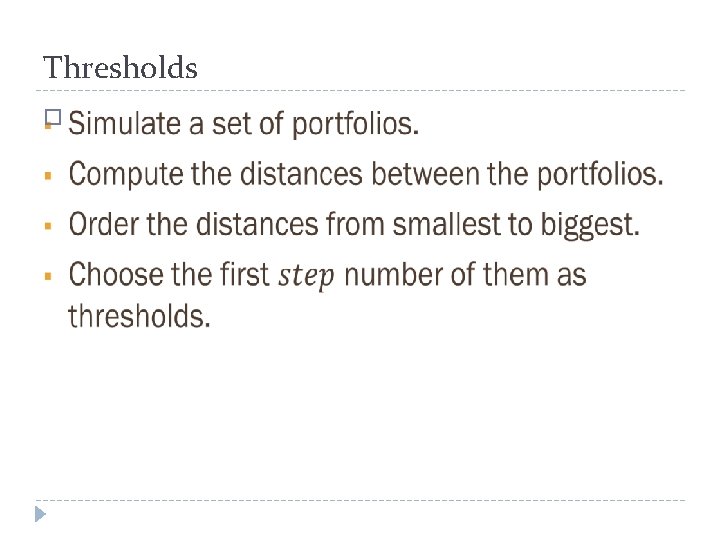 Thresholds � 