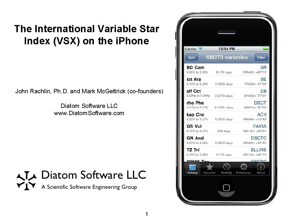 The International Variable Star Index (VSX) on the i. Phone John Rachlin, Ph. D.