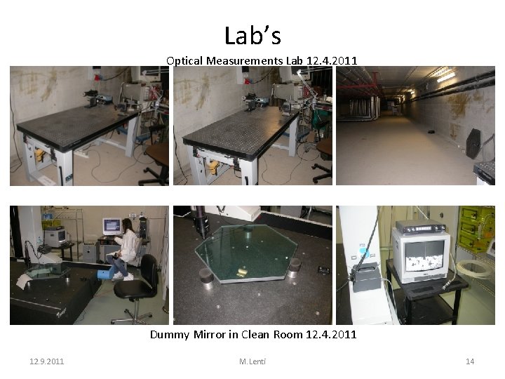 Lab’s Optical Measurements Lab 12. 4. 2011 Dummy Mirror in Clean Room 12. 4.