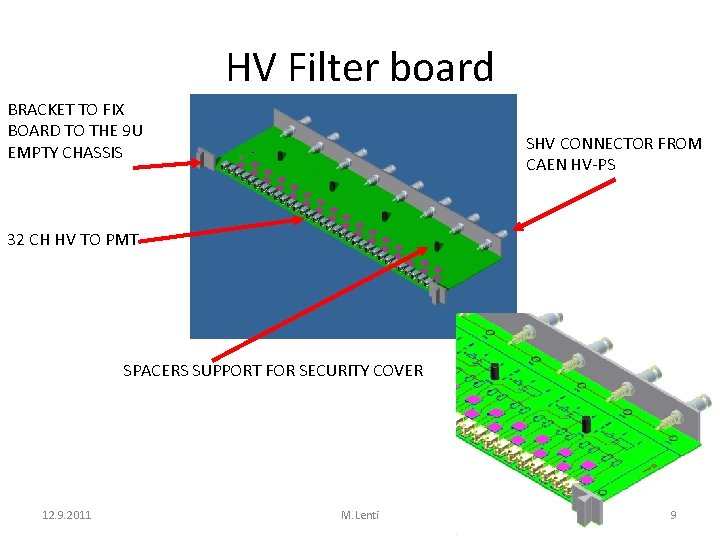 HV Filter board BRACKET TO FIX BOARD TO THE 9 U EMPTY CHASSIS SHV