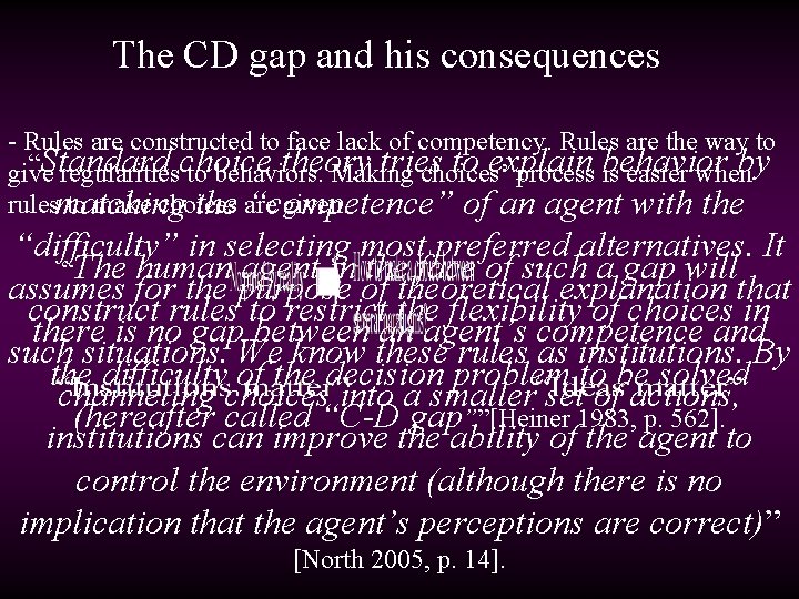 The CD gap and his consequences - Rules are constructed to face lack of