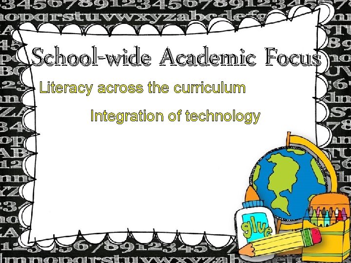 School-wide Academic Focus Literacy across the curriculum Integration of technology School-wide Academic Focus Literacy across the curriculum Integration of technology