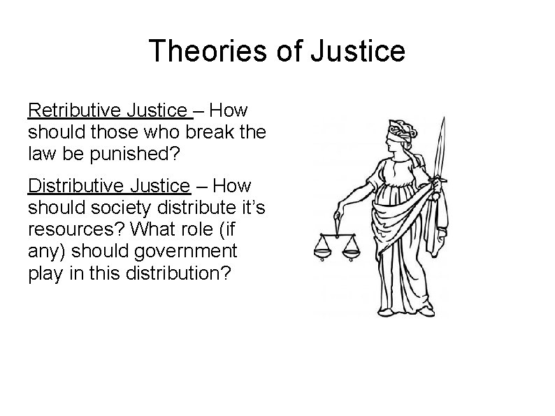 Theories of Justice Retributive Justice – How should those who break the law be